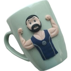 Cana personalizata cu lut polimerica Fimo, "Culturist", handmade