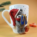 Casa si Gradina - Bucatarie si vesela - Cani si pahare - Cani si cesti - Cana de Craciun cu lut polimeric Fimo, handmade, "Ursulet" - Infinity.ro