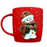 Casa si Gradina - Bucatarie si vesela - Cani si pahare - Cani si cesti - Cana de Craciun cu lut polimeric Fimo, handmade, "Om de zapada" - Infinity.ro