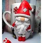 Casa si Gradina - Bucatarie si vesela - Cani si pahare - Cani si cesti - Cana de Craciun cu lut polimeric Fimo, "Mosulet", handmade - Infinity.ro