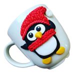 Casa si Gradina - Bucatarie si vesela - Cani si pahare - Cani si cesti - Cana de Craciun cu lut polimeric Fimo, handmade, "Pinguin" - Infinity.ro