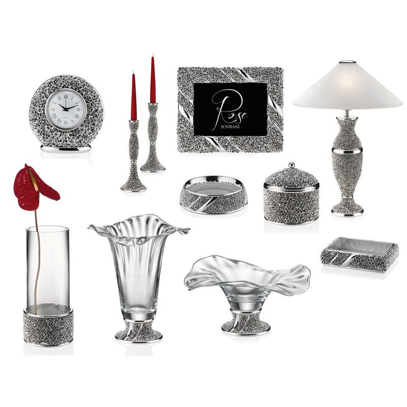 Casa si Gradina - Decoratiuni - Obiecte decorative - Vaze si boluri decorative - Vaza cu baza argintata cu trandafiri, colectia Rose - Infinity.ro