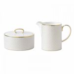 Casa si Gradina - Bucatarie si vesela - Vesela si tacamuri - Vesela pentru servire - Set cremiera si zaharnita, portelan Arris alb cu bordura de aur, 80ml - Infinity.ro