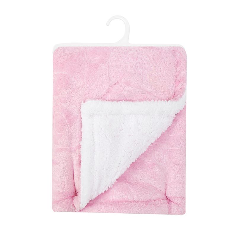 Casa si Gradina - Textile si covoare - Pături și cuverturi - Paturici copii - Paturica pufoasa cu 2 fete pentru bebelusi 91 x 76 cm - alb si roz - Infinity.ro