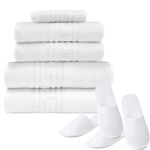 Casa si Gradina - Textile si covoare - Textile baie - Prosoape - Set 5 prosoape cu 2 perechi papuci Quasar & Co.®, 100%bumbac,600 g/mp,50x90cm,70x140cm,50x70cm,papuci marime universala - Infinity.ro
