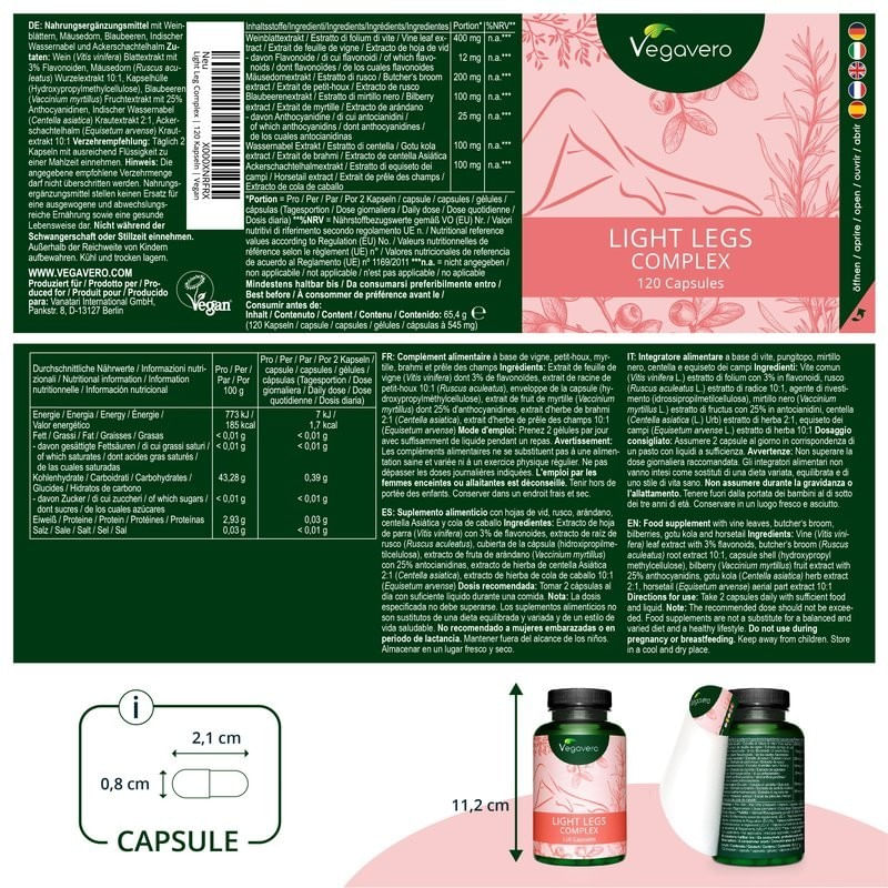 Ingrijire personala si Cosmetice - Sanatate si wellness - Suplimente alimentare - Vitamine si minerale - Vegavero Complex Picioare Usoare 120 Capsule - Infinity.ro