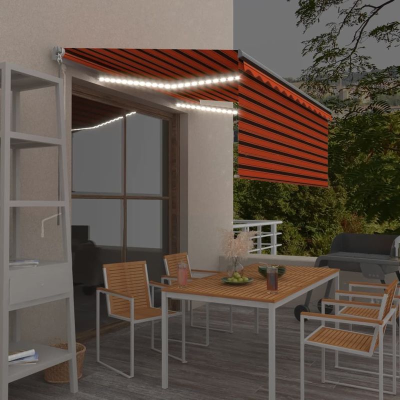 Casa si Gradina - Gradina si terasa - Umbrele si pavilioane - Umbrele - Copertina retractabila manual stor&LED portocaliu&maro 3x2,5 m - Infinity.ro
