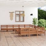 Casa si Gradina - Gradina si terasa - Mobilier exterior - Seturi mobila gradina - Set mobilier gradina, 12 piese, maro miere, lemn masiv de pin - Infinity.ro