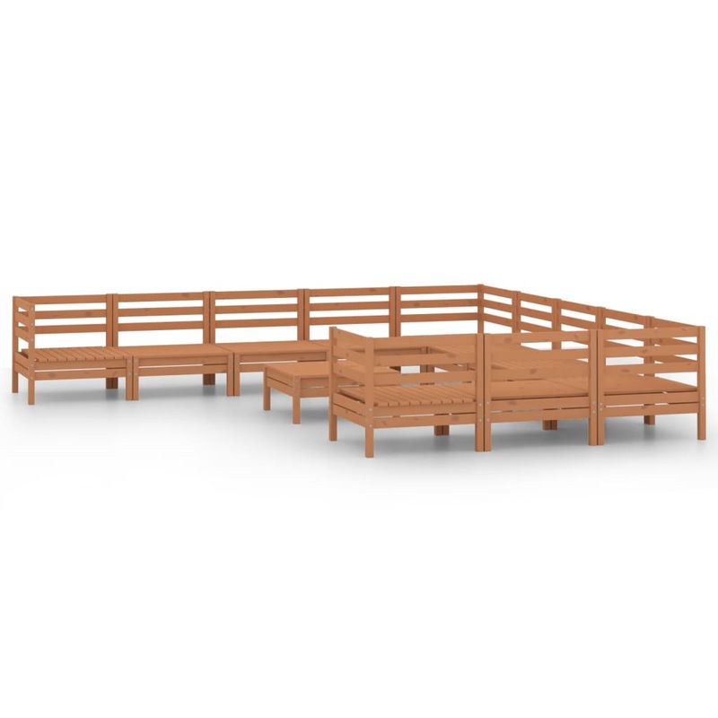 Casa si Gradina - Gradina si terasa - Mobilier exterior - Seturi mobila gradina - Set mobilier gradina, 12 piese, maro miere, lemn masiv de pin - Infinity.ro