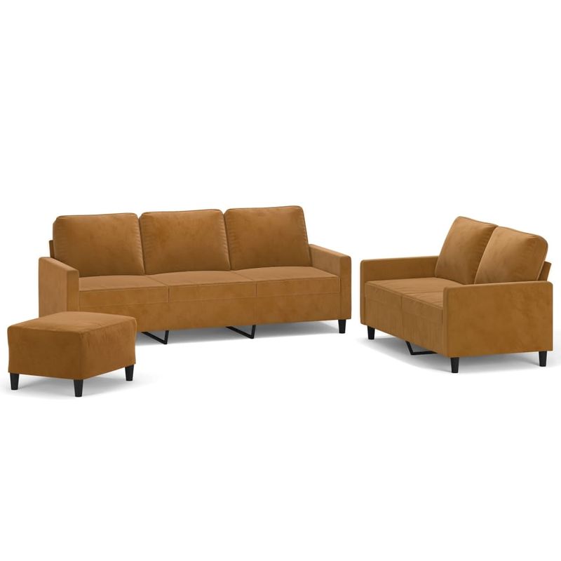 Casa si Gradina - Mobilier - Seturi de mobilier - Seturi living - Set de canapele cu perne, 3 piese, maro, catifea - Infinity.ro