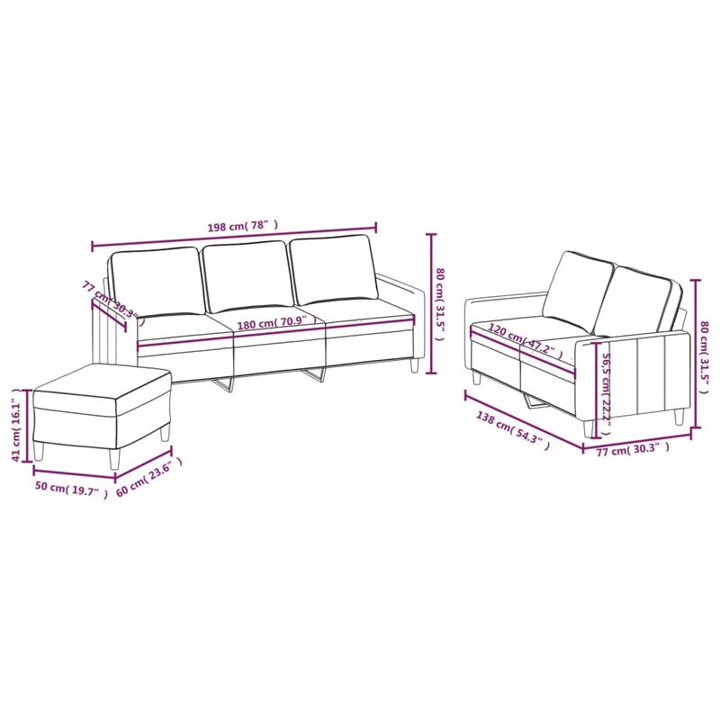 Casa si Gradina - Mobilier - Seturi de mobilier - Seturi living - Set de canapele cu perne, 3 piese, maro, catifea - Infinity.ro