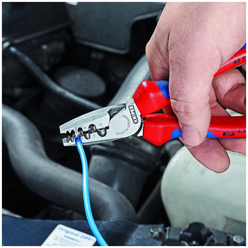 Casa si Gradina - Constructii - Scule de mana si unelte - Clesti si patenti - Cleste profesional pentru sertizat ferule Knipex 97 72 180, 180 mm, Ø0.25-16 mm² - Infinity.ro