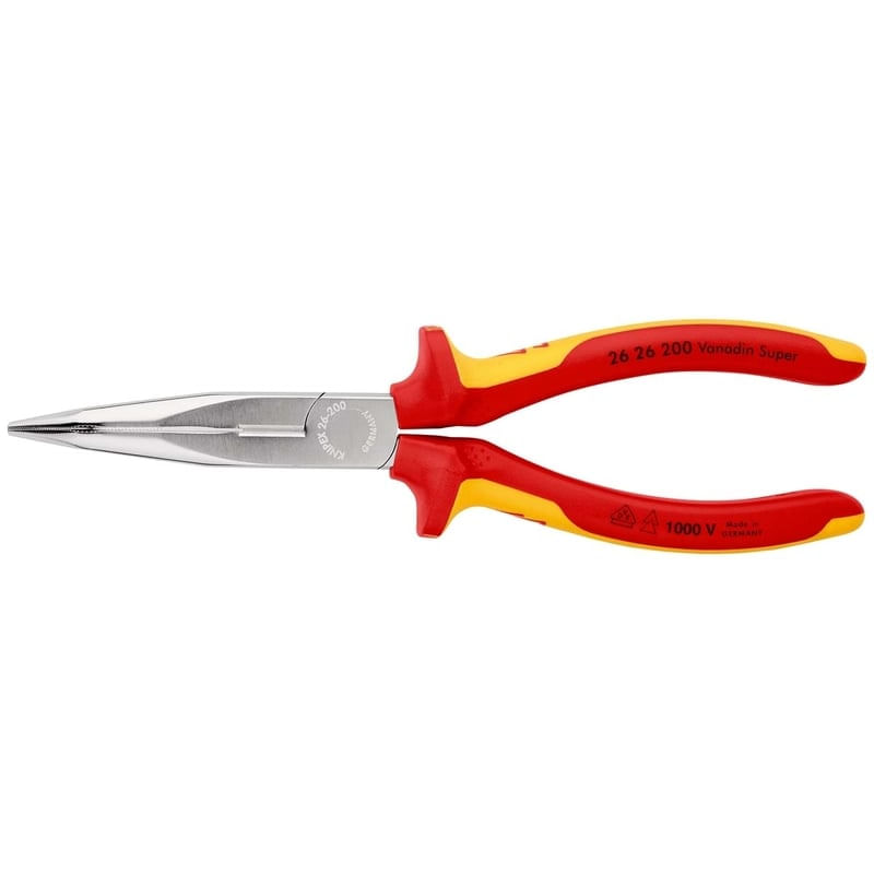 Casa si Gradina - Constructii - Scule de mana si unelte - Clesti si patenti - Cleste profesional izolat cu varf lung indoit si suprafata taietoare Knipex 26 26 200, 200 mm - Infinity.ro