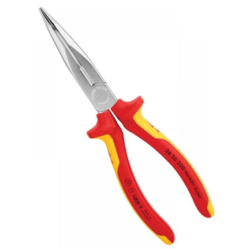 Casa si Gradina - Constructii - Scule de mana si unelte - Clesti si patenti - Cleste profesional izolat cu varf lung indoit si suprafata taietoare Knipex 26 26 200, 200 mm - Infinity.ro
