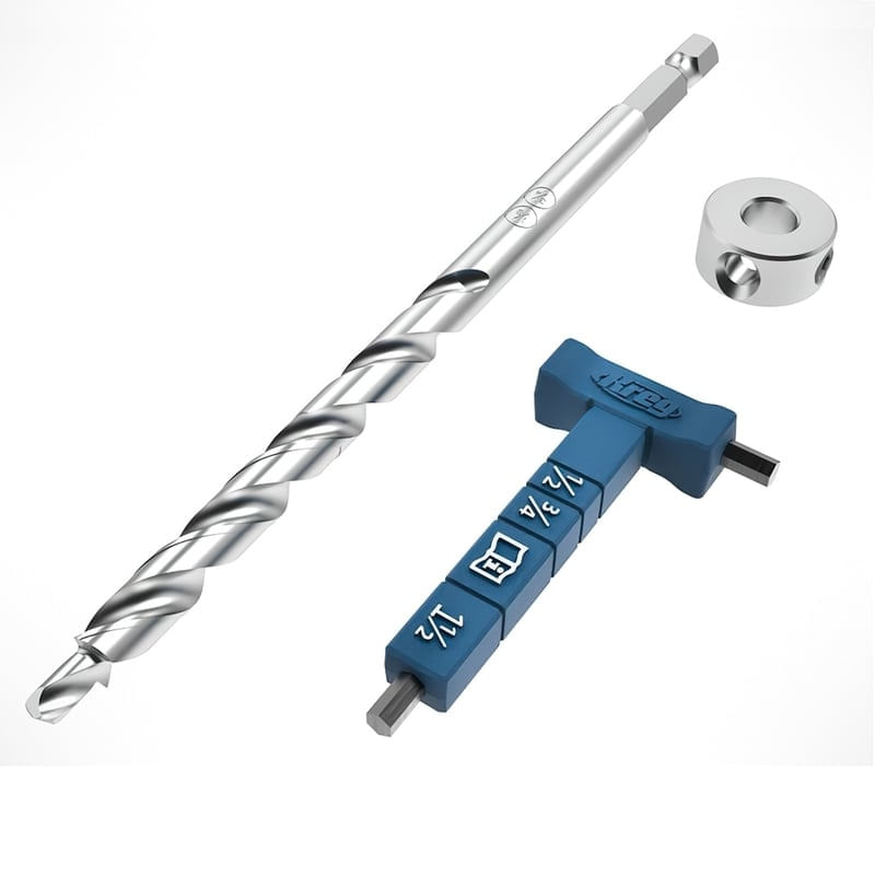 Casa si Gradina - Constructii - Scule electrice si accesorii - Seturi si accesorii pentru gaurit si insurubat - Set burghiu, inel si cheie imbus pentru gaurire la unghi in lemn Kreg KPHA540, 3 piese - Infinity.ro