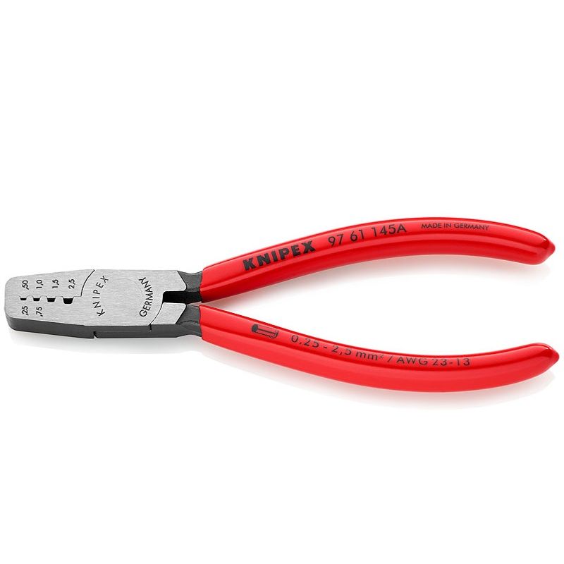 Casa si Gradina - Constructii - Scule de mana si unelte - Clesti si patenti - Cleste profesional pentru sertizat ferule Knipex 97 61 145 A, 145 mm, Ø0.25-2.5 mm² - Infinity.ro