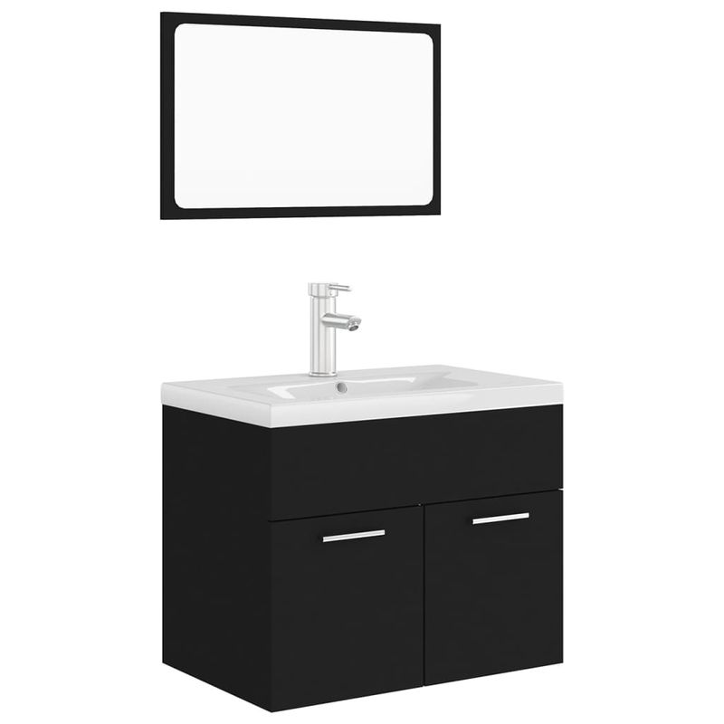 Casa si Gradina - Mobilier - Seturi de mobilier - Seturi baie - Set mobilier de baie, negru, lemn prelucrat - Infinity.ro