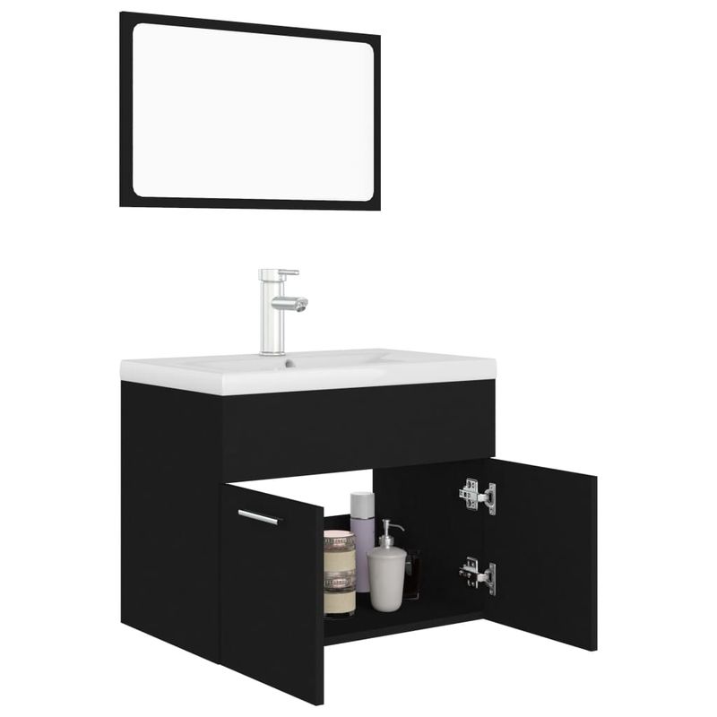 Casa si Gradina - Mobilier - Seturi de mobilier - Seturi baie - Set mobilier de baie, negru, lemn prelucrat - Infinity.ro