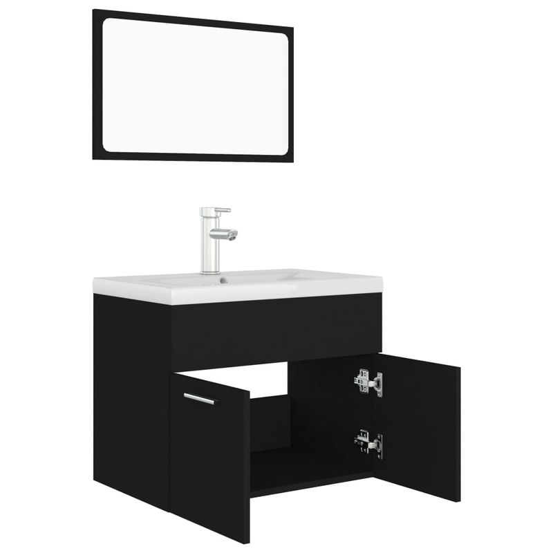 Casa si Gradina - Mobilier - Seturi de mobilier - Seturi baie - Set mobilier de baie, negru, lemn prelucrat - Infinity.ro