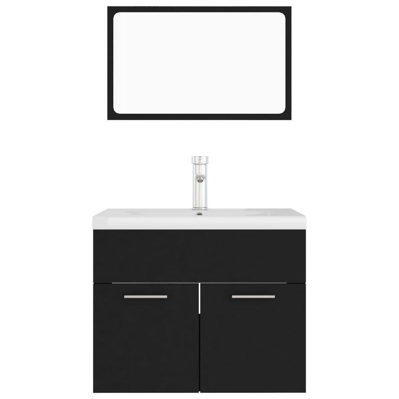 Casa si Gradina - Mobilier - Seturi de mobilier - Seturi baie - Set mobilier de baie, negru, lemn prelucrat - Infinity.ro