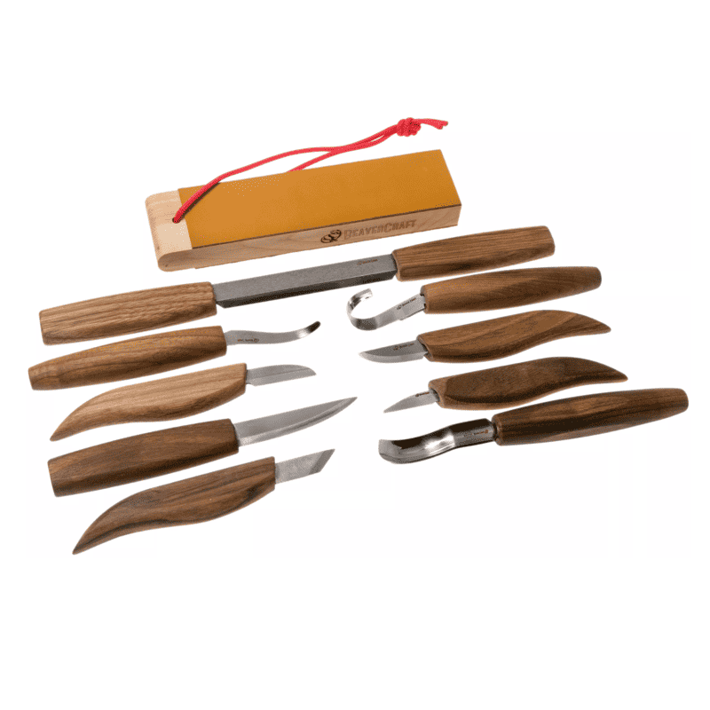 Sport si Outdoor - Camping - Cutite, bricege si accesorii - Cutite si bricege - Set de sculptura in lemn BeaverCraft S50X, 14 piese, plus rucsac din piele - Infinity.ro