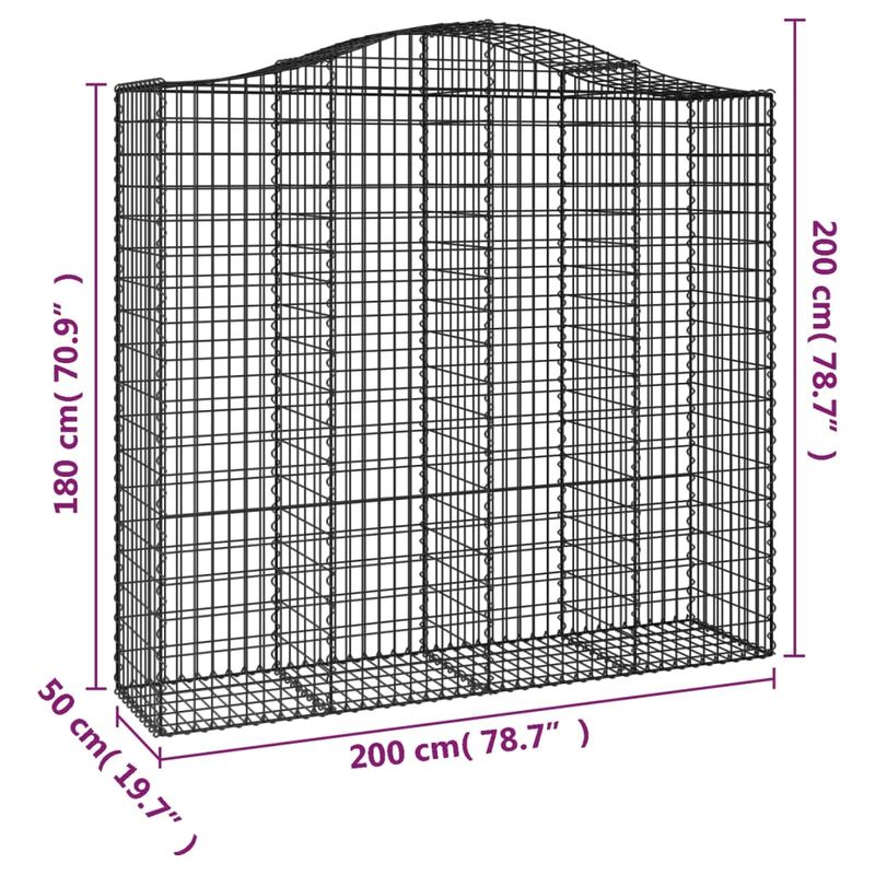 Casa si Gradina - Gradinarit si plante - Plante si ghivece - Ghivece si suporturi - Cosuri gabion arcuite 50 buc, 200x50x180/200cm, fier galvanizat - Infinity.ro