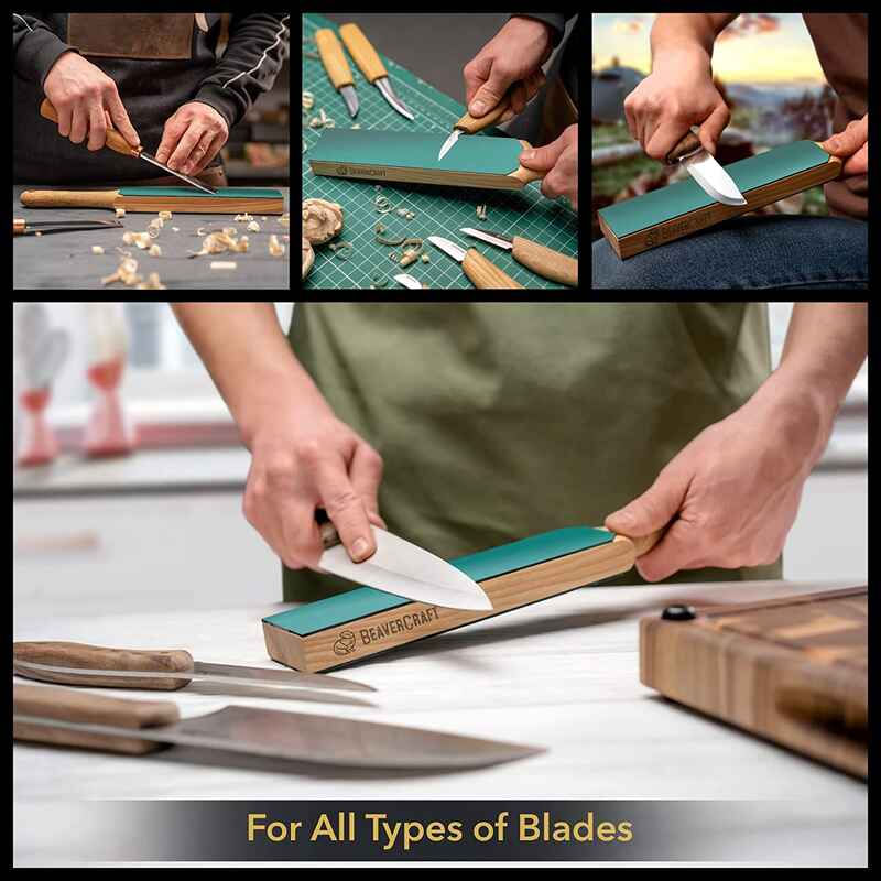 Casa si Gradina - Constructii - Scule electrice si accesorii - Accesorii polizare si slefuire - Set strop din piele si compus pentru ascutit cutite BeaverCraft LS6P1, 2 piese - Infinity.ro