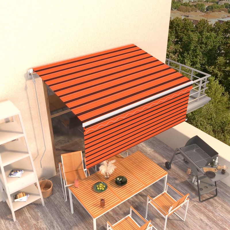 Casa si Gradina - Gradina si terasa - Umbrele si pavilioane - Umbrele - Copertina retractabila automat cu stor portocaliu&maro 3x2,5 m - Infinity.ro