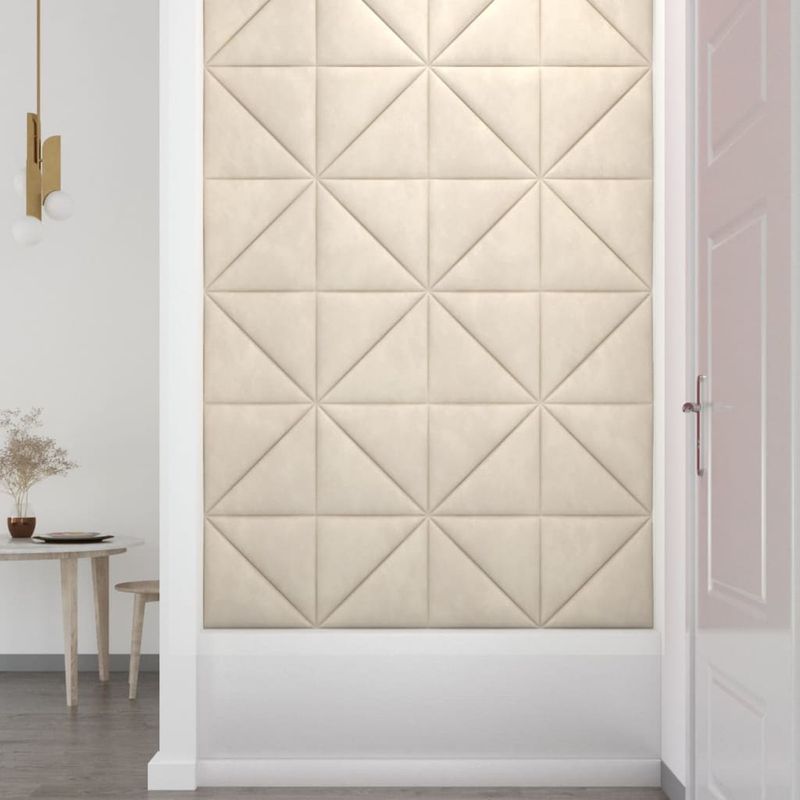 Casa si Gradina - Gradina si terasa - Garduri, panouri si accesorii - Panouri de perete 12 buc. crem, 30x30 cm catifea, 1,08 m² - Infinity.ro