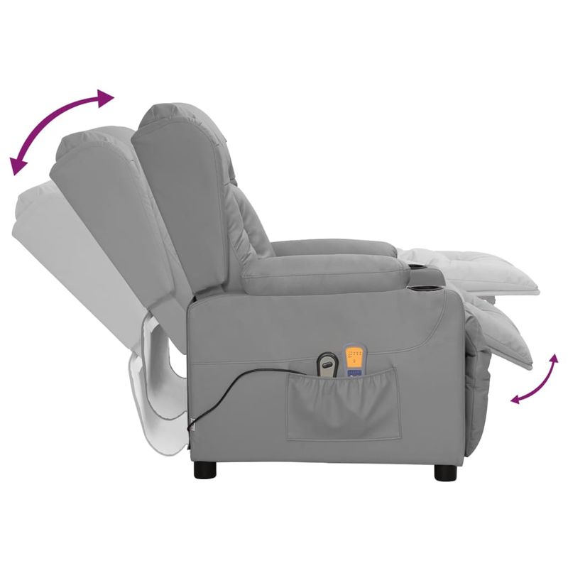 Ingrijire personala si Cosmetice - Sanatate si wellness - Articole wellness - Fotolii de masaj - Fotoliu de masaj electric, gri, piele ecologica - Infinity.ro