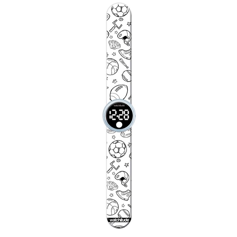 Fashion, accesorii si bijuterii - Copii - Accesorii copii - Bijuterii si ceasuri copii - Ceas digital pentru copii model mingii, cu bratara recolorabila, din silicon slap-on - Infinity.ro