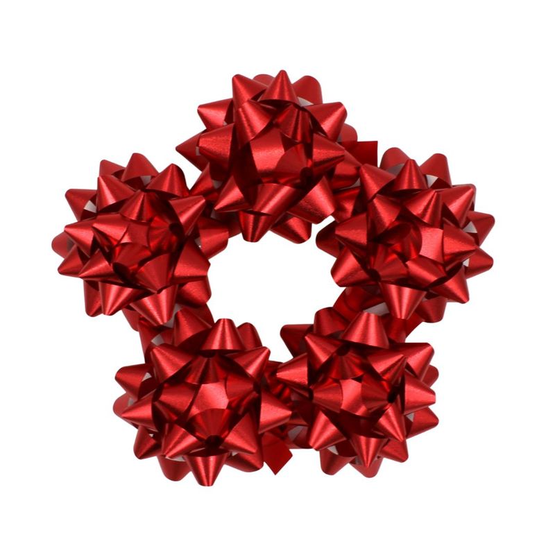 Market - Cadouri - Pungi cadou si accesorii - Set 10 stele autoadezive 12cm rosu metalizat - Infinity.ro