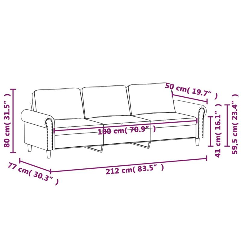 Casa si Gradina - Mobilier - Canapele si coltare - Canapele - Canapea cu 3 locuri, albastru, 180 cm, catifea - Infinity.ro