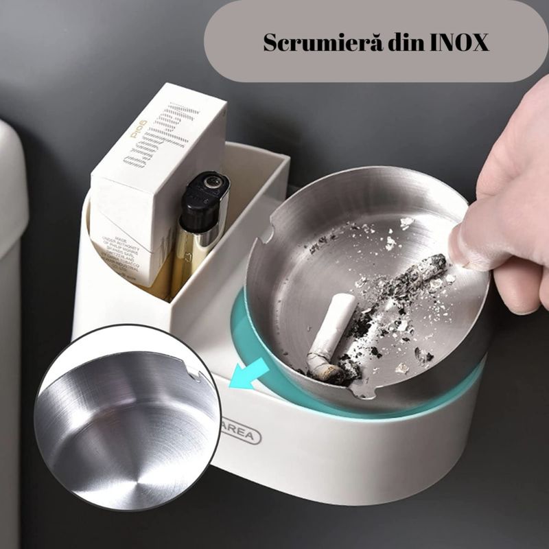 Casa si Gradina - Decoratiuni - Obiecte decorative - Scrumiere - Scrumiera cu suport de perete, din material durabil si rezistent la coroziune, usor de montat, EALMEU - Infinity.ro