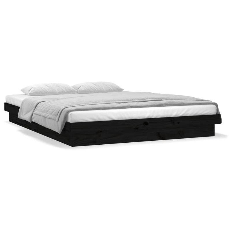 Casa si Gradina - Mobilier - Paturi si accesorii - Paturi - Cadru de pat cu LED, negru, 140x190 cm, lemn masiv - Infinity.ro
