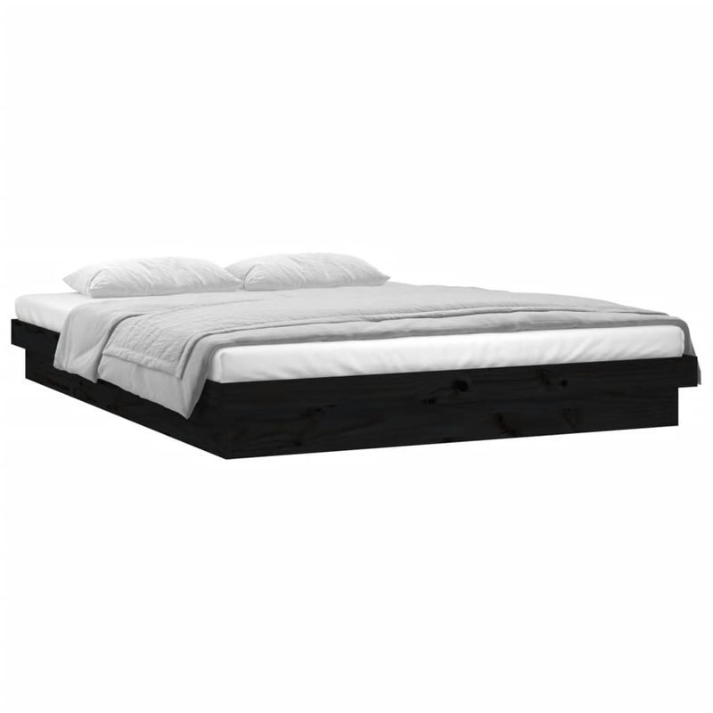 Casa si Gradina - Mobilier - Paturi si accesorii - Paturi - Cadru de pat cu LED, negru, 140x190 cm, lemn masiv - Infinity.ro
