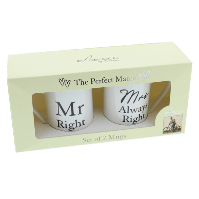 Casa si Gradina - Bucatarie si vesela - Cani si pahare - Cani si cesti - Set cani cadou cuplu Mr Right si Mrs Always Right - Infinity.ro