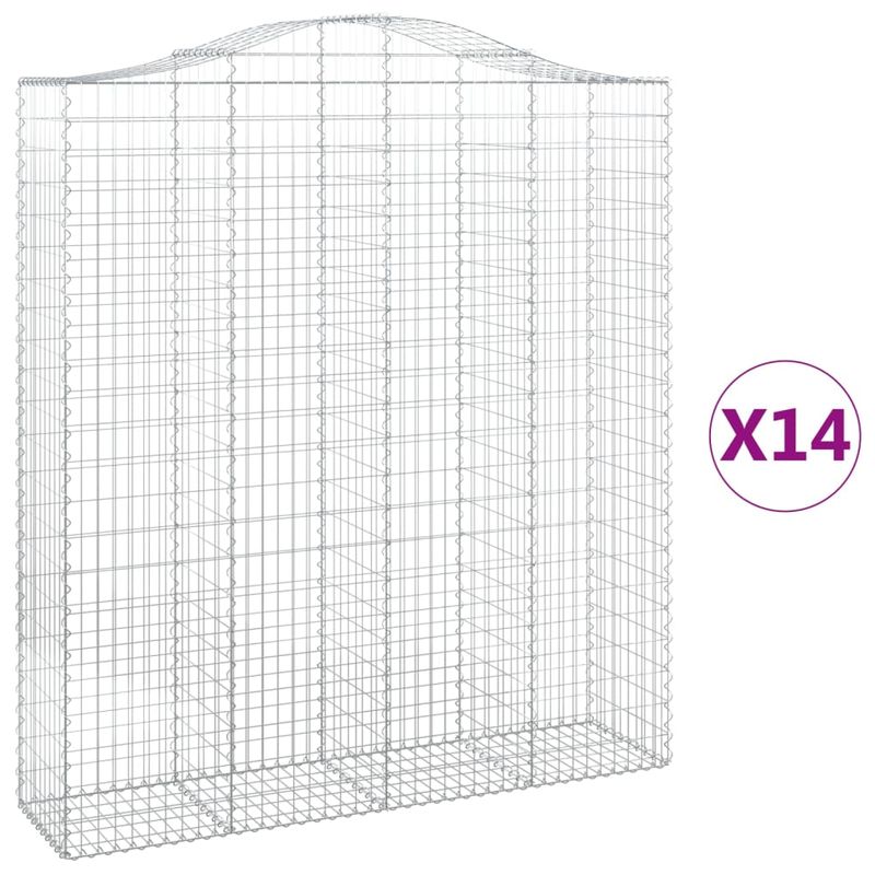 Casa si Gradina - Gradina si terasa - Garduri, panouri si accesorii - Cosuri gabion arcuite, 14 buc 200x50x220/240cm, fier galvanizat - Infinity.ro