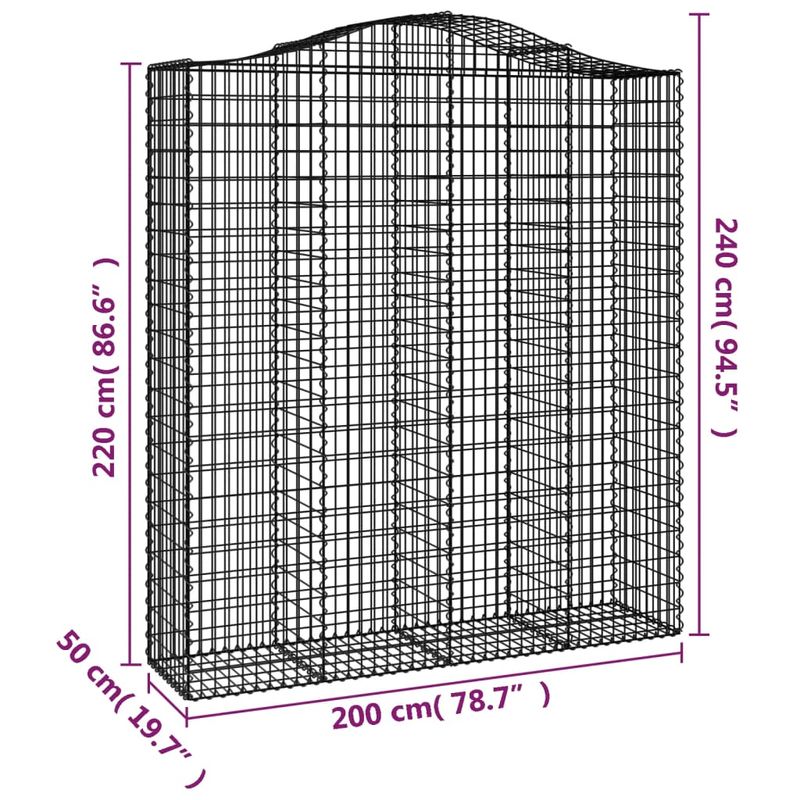 Casa si Gradina - Gradina si terasa - Garduri, panouri si accesorii - Cosuri gabion arcuite, 14 buc 200x50x220/240cm, fier galvanizat - Infinity.ro