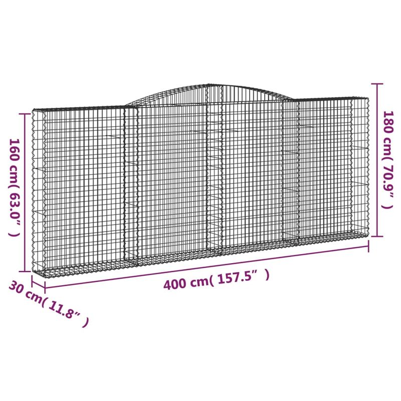 Casa si Gradina - Gradinarit si plante - Plante si ghivece - Ghivece si suporturi - Cosuri gabion arcuite 7 buc. 400x30x160/180 cm fier galvanizat - Infinity.ro