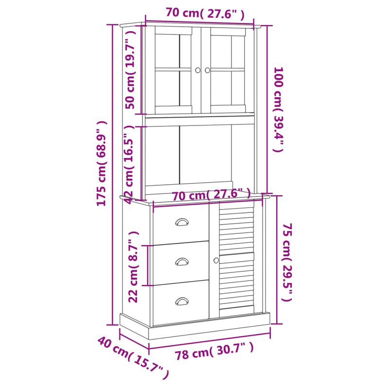 Casa si Gradina - Mobilier - Comode si corpuri - Corpuri bucatarie - Dulap inalt VIGO, 78x40x175 cm, lemn masiv de pin, model cu 1 ușă - Infinity.ro