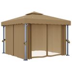 Casa si Gradina - Gradina si terasa - Umbrele si pavilioane - Pavilioane - Pavilion cu perdea, gri taupe, 3x3 m, aluminiu - Infinity.ro