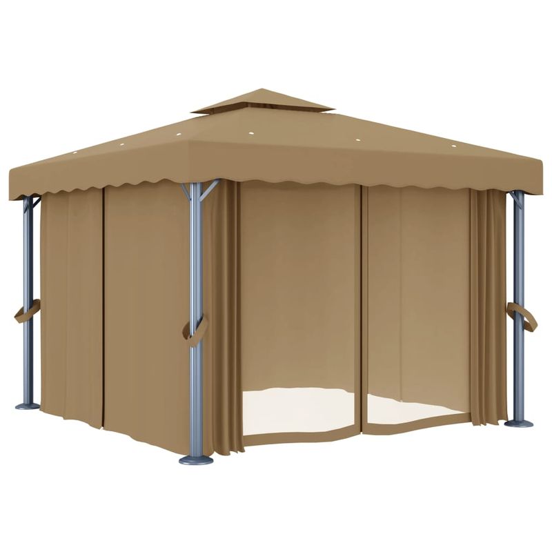 Casa si Gradina - Gradina si terasa - Umbrele si pavilioane - Pavilioane - Pavilion cu perdea, gri taupe, 3x3 m, aluminiu - Infinity.ro