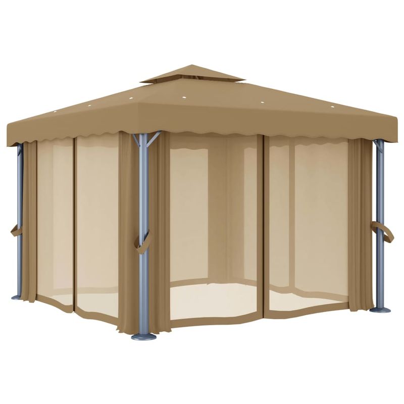 Casa si Gradina - Gradina si terasa - Umbrele si pavilioane - Pavilioane - Pavilion cu perdea, gri taupe, 3x3 m, aluminiu - Infinity.ro