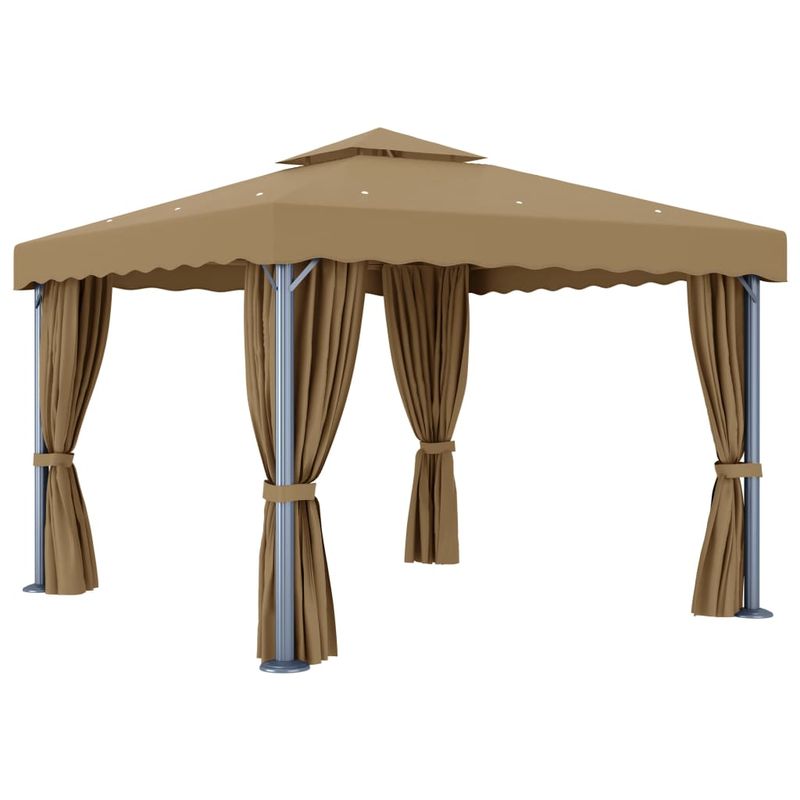 Casa si Gradina - Gradina si terasa - Umbrele si pavilioane - Pavilioane - Pavilion cu perdea, gri taupe, 3x3 m, aluminiu - Infinity.ro