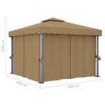 Casa si Gradina - Gradina si terasa - Umbrele si pavilioane - Pavilioane - Pavilion cu perdea, gri taupe, 3x3 m, aluminiu - Infinity.ro