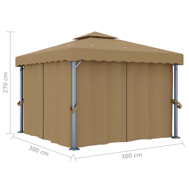 Casa si Gradina - Gradina si terasa - Umbrele si pavilioane - Pavilioane - Pavilion cu perdea, gri taupe, 3x3 m, aluminiu - Infinity.ro