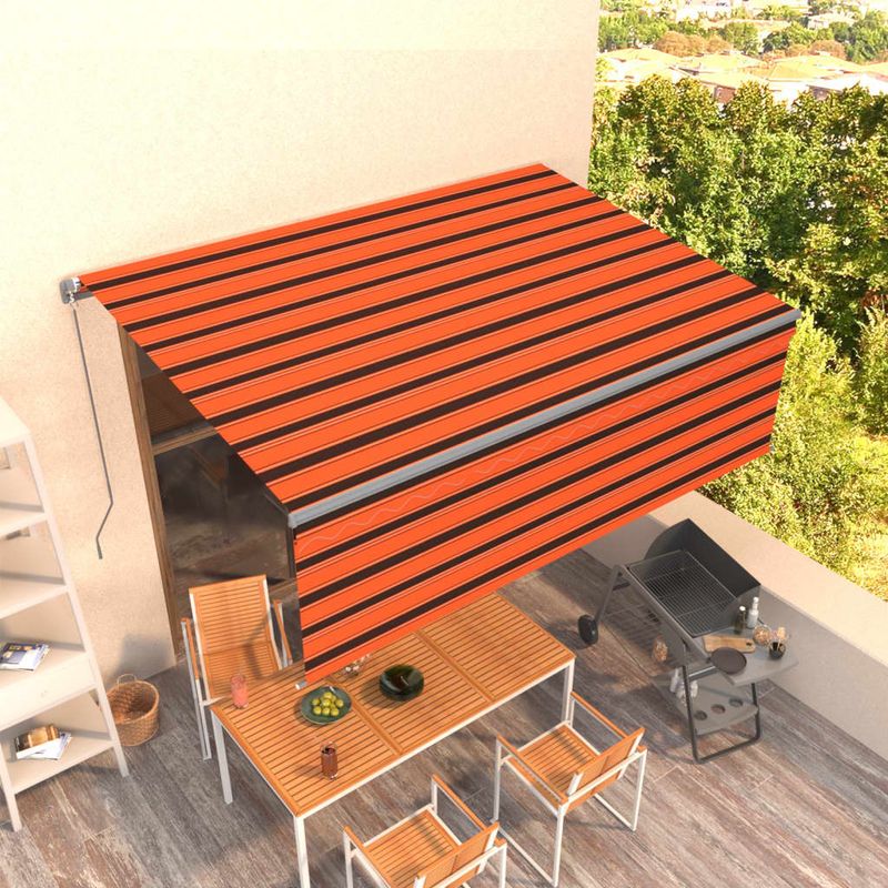 Casa si Gradina - Gradina si terasa - Umbrele si pavilioane - Umbrele - Copertina retractabila manual cu stor, portocaliu&maro, 4,5x3 m - Infinity.ro
