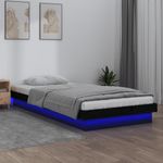 Casa si Gradina - Mobilier - Paturi si accesorii - Paturi - Cadru de pat cu LED, negru, 100x200 cm, lemn masiv - Infinity.ro