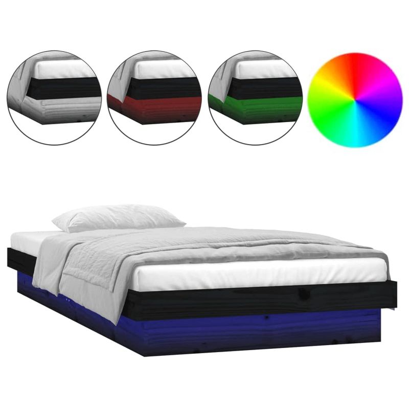 Casa si Gradina - Mobilier - Paturi si accesorii - Paturi - Cadru de pat cu LED, negru, 100x200 cm, lemn masiv - Infinity.ro